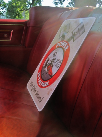 An interior view of the white Cadillac, the recipient of "The Goke Award, STTA 2014". The car was on view for the 5th Annual Power In The Park Classic Car Show and the 8th Annual Uncle Sam Jam at Power's Memorial Park in Troy,NY, Saturday, August 30, 2014. (c) Amy L. Modesti, 2014