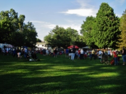 A large crowd of people attended the 5th Annual Power In The Park Classic Car Show and the 8th Annual Uncle Sam Jam, held at Power's Memorial Park in Troy,NY, Saturday, August 30, 2014. This is the crowd seen from the back of the park. (c) Amy L. Modesti, 2014