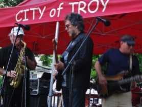 Emerald City band members from left-right; Rick Rourke, Joe Mele, and Edward Powers, performing live headlining the 5th Annual Power In The Park Classic Car Show & 8th Annual Uncle Sam Jam at Power's Memorial Park, Troy,NY, Saturday, August 30, 2014. (c) Amy L. Modesti, 2014
