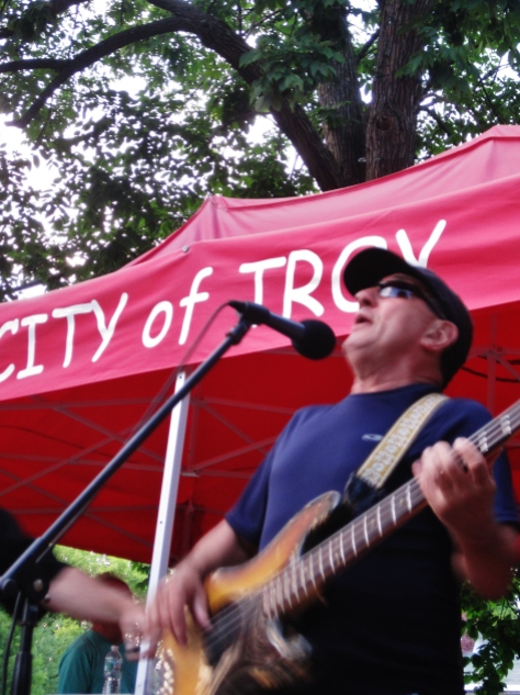 Emerald City Band bassist and vocalist, Edward Powers, singing live as part of the 5th Annual Power In The Park Classic Car Show & 8th Annual Uncle Sam Jam, held at Power's Memorial Park in Troy,NY, Saturday, August 30, 2014. (c) Amy L. Modesti, 2014