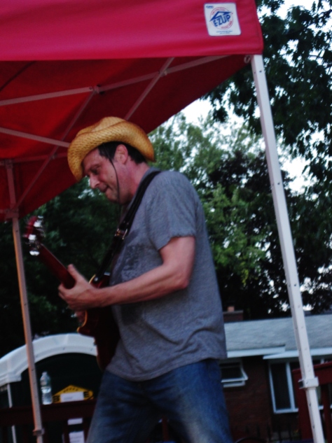 Emerald City Band guitarist, Dave Costa, performing on stage as part of the 5th Annual Power In The Park Classic Car Show & 8th Annual Uncle Sam Jam, held at Power's Memorial Park in Troy,NY, Saturday, August 30, 2014. (c) Amy L. Modesti, 2014