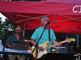 Emerald City Band keyboardist/vocalist, Gary Tash (left) and keyboardist/guitarist/vocalist, Gary Brooks, performing together as part of the 5th Annual Power In The Park Classic Car Show & 8th Annual Uncle Sam Jam, held at Power's Memorial Park in Troy,NY, Saturday, August 30, 2014. (c) Amy L. Modesti, 2014