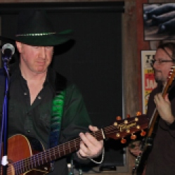 Charlie Morris and Kyle Esposito from The Coveralls Band performing their first live gig together at the Dinosaur Bar-B-Que Restaurant in Troy, NY. Photo taken by Amy L. Modesti with Canon Rebel SL1 on Friday, January 30, 2015. (c): Amy Modesti, 2015