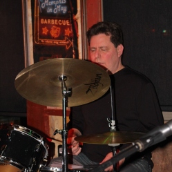 The Coveralls Drummer, Bob Resnick, performing his first live gig held at the Dinosaur Bar-B-Que Restaurant in Troy, NY. Photo taken by Amy L. Modesti with Canon Rebel SL1 on Friday, January 30, 2015. (c): Amy Modesti, 2015