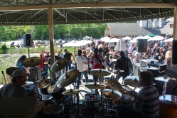 Back view of E.B. JEB Band performing their first set set, held at The Mill of Round Lake, located in Round Lake, NY. Photo taken by Amy L. Modesti on Saturday, May 23, 2015 with Canon Rebel SL1 Digital SLR Camera. (C): Amy Modesti, 2015