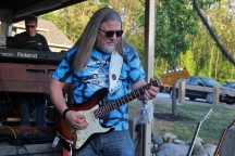 E.B. Jeb Band Members, Bernie Mignacci and guitarist, Pete Jones, performing live at The Mill Of Round Lake, located in Round Lake, NY. Photo taken by Amy L. Modesti on Saturday, May 23, 2015 with Canon Rebel SL1 Digital SLR Camera. (C): Amy Modesti, 2015