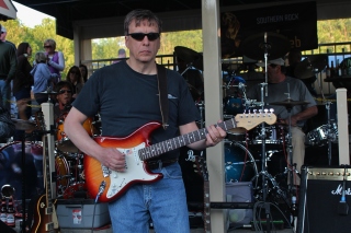 E.B. JEB Band members, Mike Ambuhl, Bernie Mignacci, and Mike Miranda, performing their third set live at The Mill Of Round Lake, located in Round Lake, NY. Photo taken by Amy L. Modesti on Saturday, May 23, 2015 with Canon Rebel SL1 Digital SLR Camera. (C): Amy Modesti, 2015