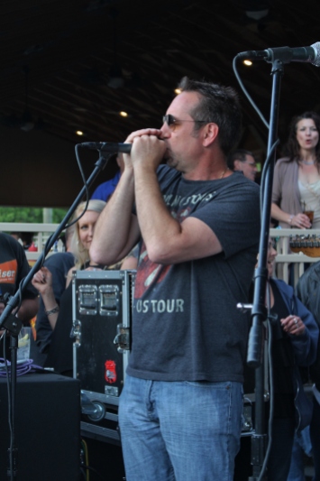 Guest harmonica player performing with E.B. JEB Band at The Mill On Round Lake, located in Round Lake, NY. Photo taken by Amy L. Modesti on Saturday, May 23, 2015 with Canon Rebel SL1 Digital SLR Camera. (C): Amy Modesti, 2015