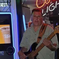 Steve Aldi playing bass guitar with the Matt Mirabile Band live at Casey Finn's Pub Grill LLC in Albany, NY. Photo taken by Amy L. Modesti on Friday, May 22, 2015 with her Canon Rebel SL1 Digital SLR Camera. (C): Amy Modesti, 2015