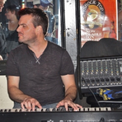 Keyboardist, Jason Ladanye, performing with the Matt Mirabile Band during the band's final performance set at Casey Finn's Pub Grill LLC in Albany, NY. Photo taken by Amy L. Modesti on Friday, May 22, 2015 with her Canon Rebel SL1 Digital SLR Camera. (C): Amy Modesti, 2015