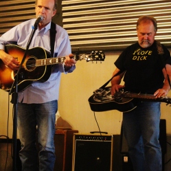 "Jim Gaudet And The Railyard Boys" featuring Kevin Maul (right, steel guitar), performing at "Still: DQ 2 For Dick Quinn" concert held at The Hangar in Troy, NY, Sunday, October 11, 2015. Series 2/8. Photo taken by Amy L. Modesti with her Canon Rebel SL1 Digital SLR Camera. (C): Amy Modesti, 2015
